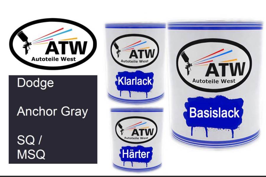 Dodge, Anchor Gray, SQ / MSQ: 1L Lackdose + 1L Klarlack + 500ml Härter - Set, von ATW Autoteile West.